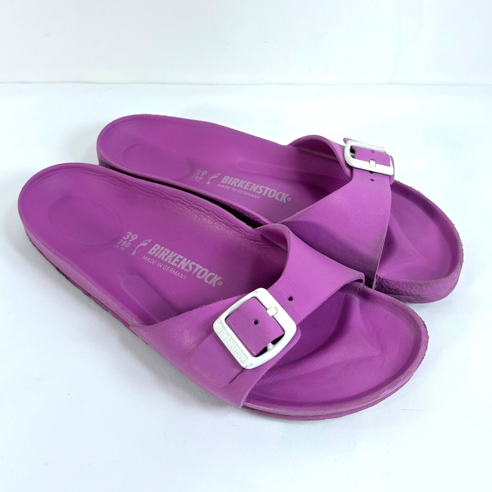 Birkenstock Madrid EVA Sandals Purple White Buckle Slide 39 L8 M6